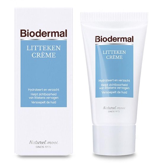 Biodermal Litteken crème - Vermindert de zichtbaarheid van oude en nieuwe littekens waaronder die ontstaan door acne. Houdt littekenweefsel soepel en zacht.