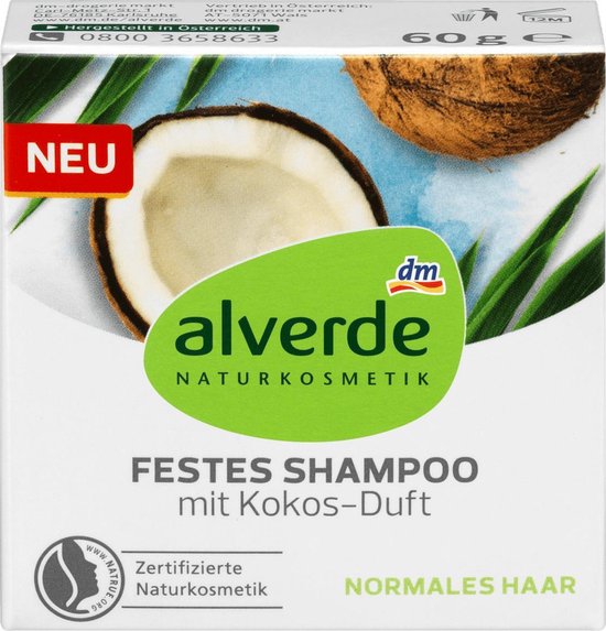 Alverde NATURKOSMETIK Solid Shampoo Bar met kokosgeur - Haarzeep (60 g )