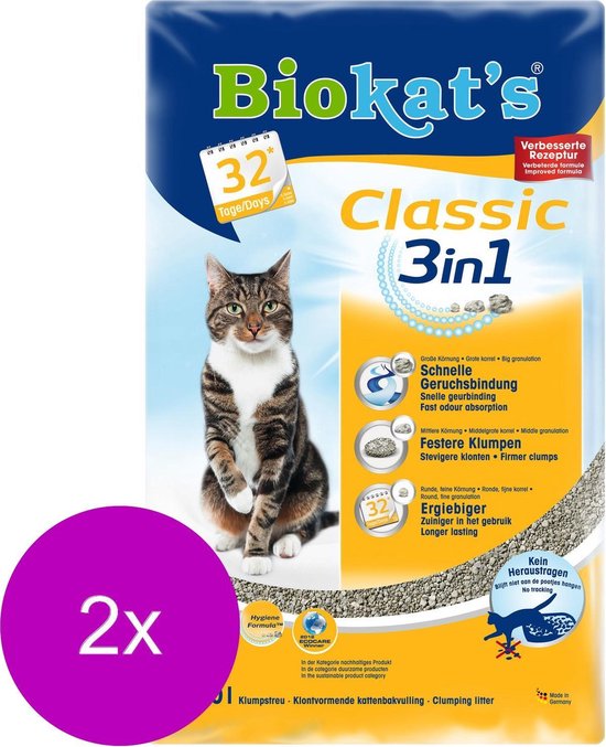 Biokat's Classic 3 In 1 - Kattenbakvulling - 2 x 10 l