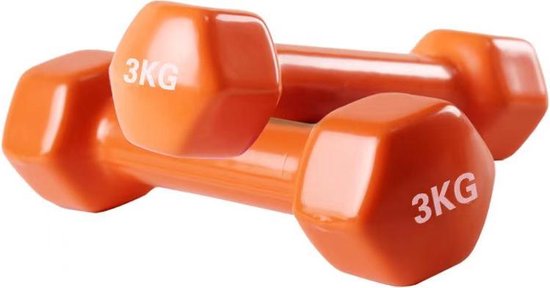 Foxfit Dumbbell set - 2 x 3kg - Rubber - Oranje