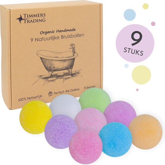 Bruisballen voor bad – XL maat – 9 unieke geuren en kleuren – 100% Natuurlijk