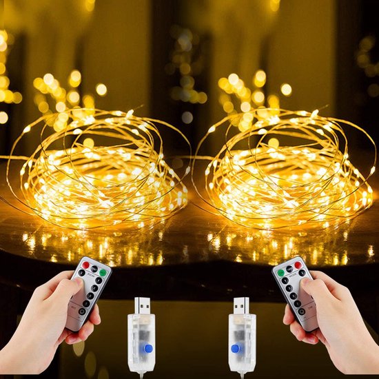 Fairy Lights met Afstandbediening - Kerstversiering - Kerstslinger - 10M - 100 LED - Warm White - Led Lampjes Slinger