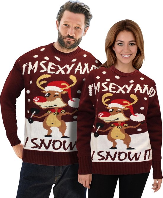 Foute Kersttrui Dames & Heren - Christmas Sweater "I'm Sexy & I Snow it" - Kerst trui Mannen & Vrouwen Maat S, M, L, XL, XXL, XXXL
