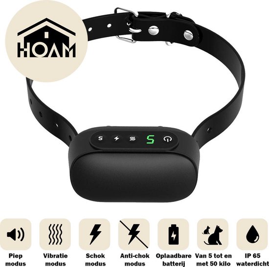 Hoam 3-in-1 Anti Blafband voor Honden - Schok-, Piep- en Vibratie-modus - 7 Verschillende Sterktes - Diervriendelijk - Voor Grote en Kleine Honden