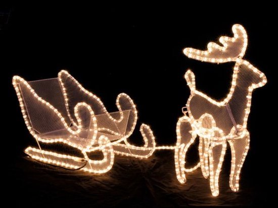 Kerstverlichting buiten en binnen - Rendier met Slee - 3D verlichte kerstfiguren - energiezuinig - 462 LED lichten - kerst -spatwaterdicht - timer - wit warmlicht - Slangverlichting