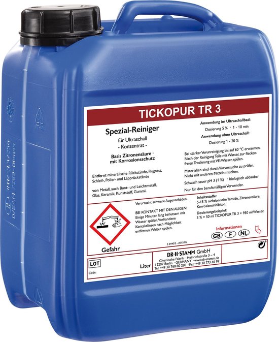 TICKOPUR TR3 - 5L Reinigingsconcentraat voor vele toepassingen (ultrasoon vloeistof - reinigings - reiniger - reinigingsmiddel - middel)