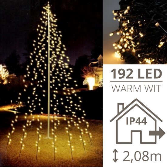 Vlaggenmast kerstverlichting - 2,08 meter -192 LED's - Kerstverlichting buiten - Kerstversiering - Kerst