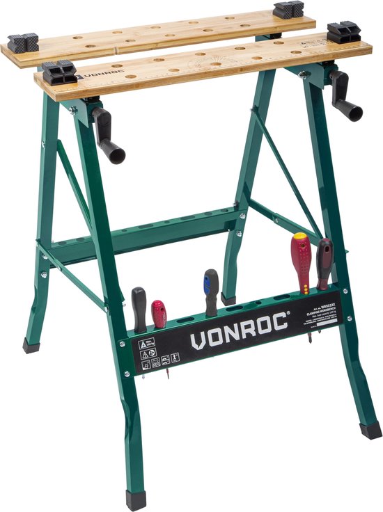 Vonroc opvouwbare werkbank met bamboe blad