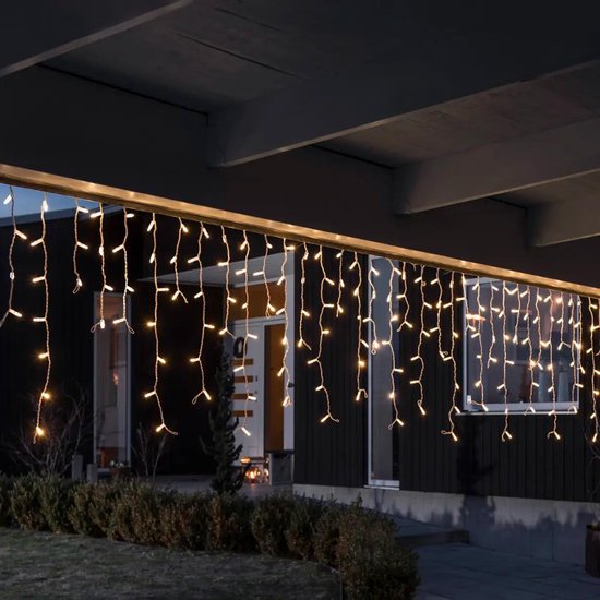 WDMT™ LED gordijn - ijspegel verlichting | 360 LED lampjes / Kerstverlichting gordijn voor binnen en buiten | 7 + 5 meter snoer | Warm-wit