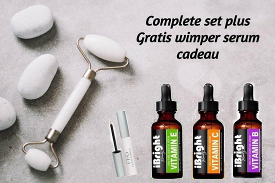iBright Beauty Serum kit - Complete Gezichtsverzorging set - Met Vitamine B ,C en E serum - Gezicht behandeling - Hyaluronzuur - Retinol - GRATIS Wimper serum -