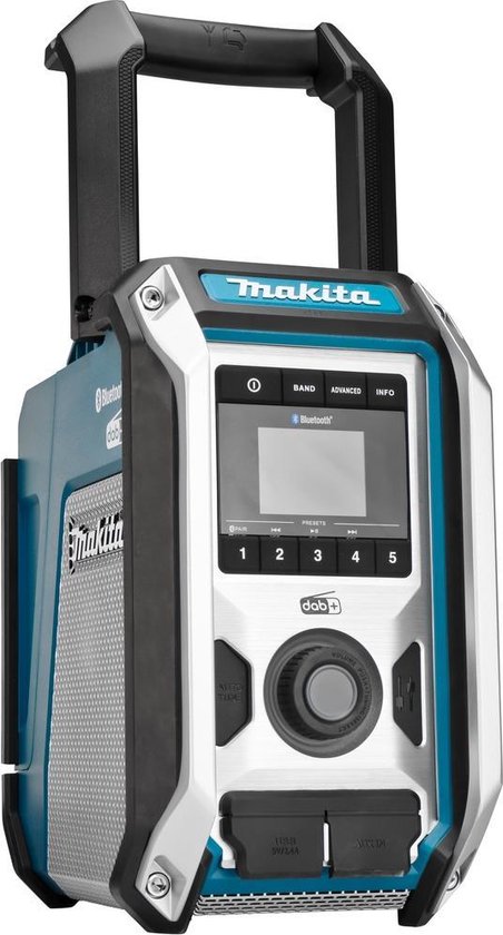 Makita DMR115 accu bouwradio - FM DAB/DAB+ Bluetooth - Bass subwoofer - voor 10,8/12V CXT & 14,4/18V LXT accu's en 230V netstroom