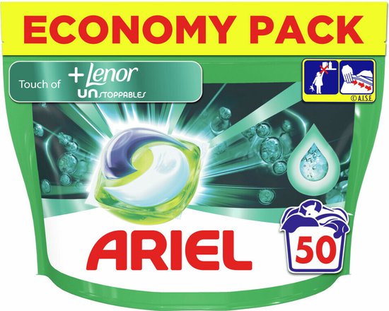 Ariel All in 1 Wasmiddel Pods + Touch of Lenor Unstoppables - 2x50 Wasbeurten - Voordeelverpakking