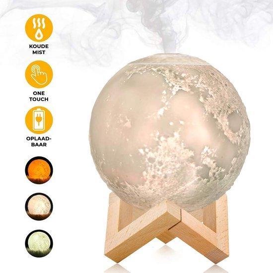 House of Odor | Moon Diffuser | Maanlamp in 3 Kleuren | Nachtlampje | Ook draadloos te gebruiken | Met gratis heerlijke geurolie én extra filter!