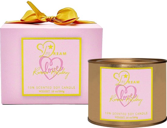 Life Dream Love Geurkaars - Cadeautje Voor Haar - Zoete Geur - Geurkaarsen Geschenkset Mannen en Vrouwen - Kaarsen - Scented Candle - Cadeau - Roze