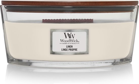 Woodwick Heartwick Flame Ellipse Geurkaars - Linen