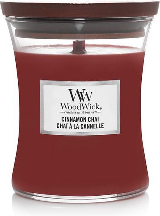 Woodwick Hourglass Medium Geurkaars - Cinnamon Chai