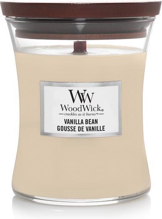 Woodwick Hourglass Medium Geurkaars - Vanilla Bean