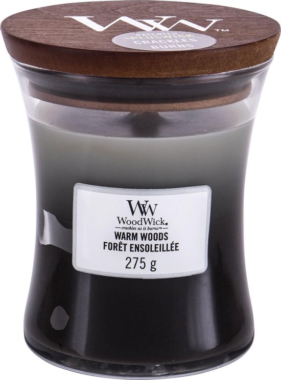 Woodwick Hourglass Medium Trilogy Geurkaars - Warm Woods