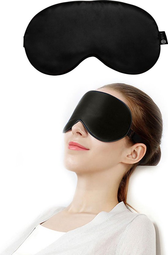 SIMIA™ Premium Zijden Slaapmasker - 100% Verduisterend Oogmasker - Zwart