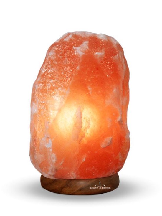 Himalaya Salt Dreams - Zoutlamp - Tafellamp - 2-3Kilo - 19cm Hoog - Houtenvoet