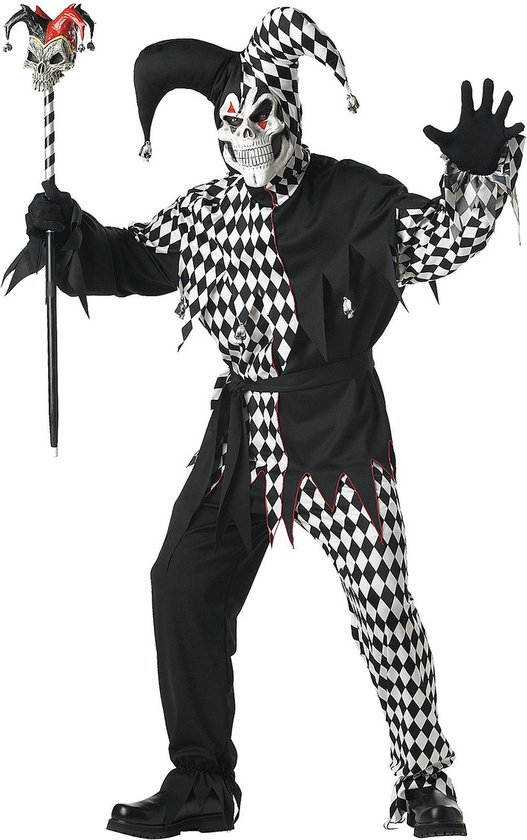 CALIFORNIA COSTUMES - Zwart en wit duister harlekijn kostuum voor mannen - L