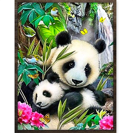 Eagle® Diamond Painting Volwassenen - Panda's - 40x30cm - Ronde Steentjes