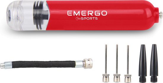 EMERGO Sports Ballenpomp - Fietspomp - Multifunctionele Pomp - Voetbalpomp - 2 Extra Naalden en Nippels - Double Action