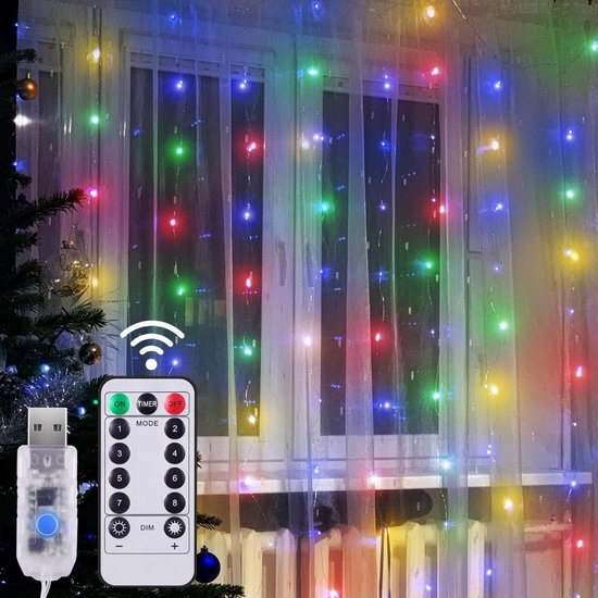 Kerst Gordijn 3 x 2 Meter - USB - RGB - Voor Buiten
