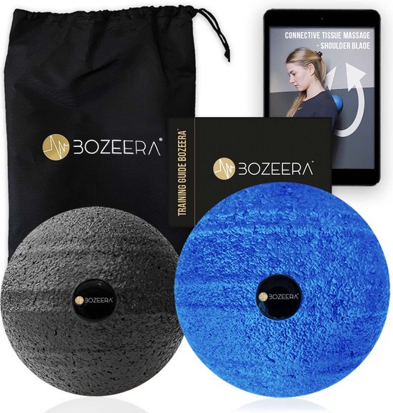 BOZEERA Massagebal 8cm & 10cm - Triggerpoint Ballen – Massageballen – Harde Massage Bal – Fascia Ballen Inclusief Video Handleiding Poster & Tas