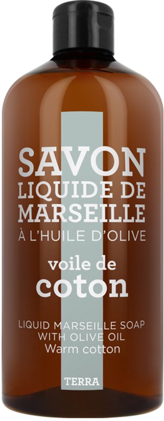 Marseille Zeep Vloeibaar | Handzeep op basis van olijfolie "Voile de Coton" - katoen - 1L