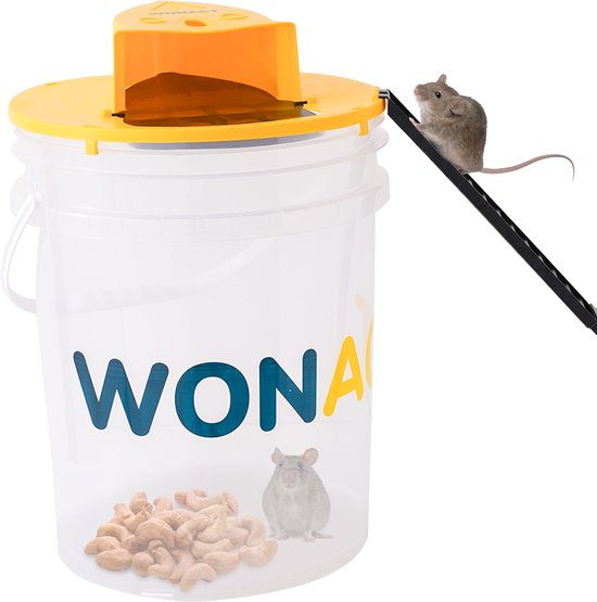 Wonact Muizenval Emmer - Muizenval Diervriendelijke - Voor Binnen en Buiten - Transparante Emmer met Hengsel