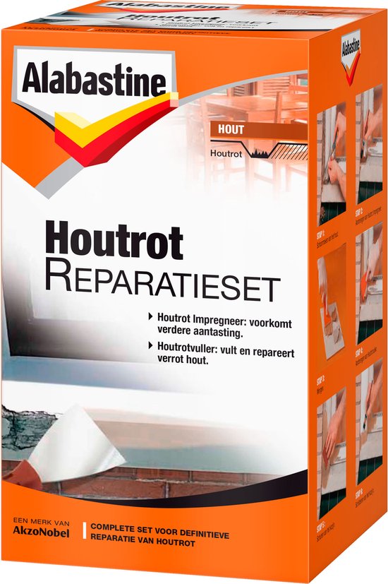 Alabastine Houtrotvuller set 500 g met houtrotstop