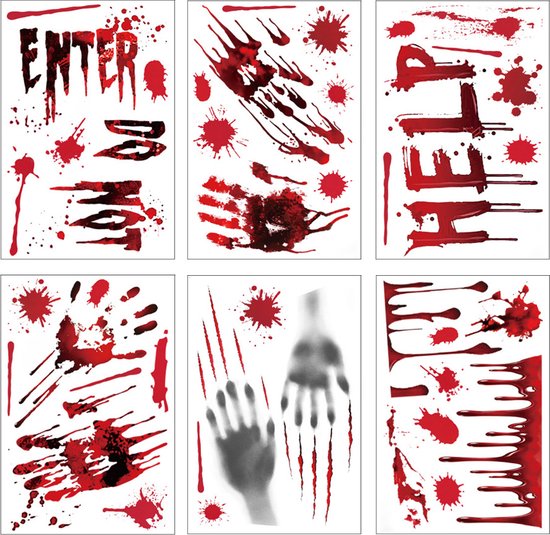 Halloween raamstickers bloederige handen 38 stuks