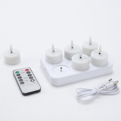 Oplaadbare led-theelichtjes 6 stuks met timer