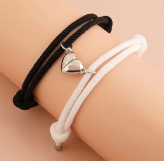 Akyol - koppel armband -valentijn voor hem en haar-vriendschapsarmband-Zwart-Wit-Liefdes Cadeau-Romantisch-Cadeau voor je...