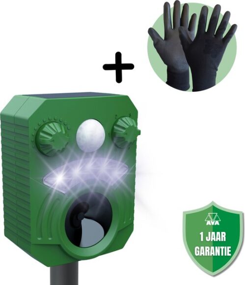 AVA ultrasone kattenverjager op zonne-energie