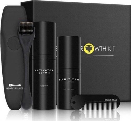 Baardgroei Kit met Dermaroller - baardolie- Cadeau voor mannen - Baardgroei stimuleren - Baard serum - Baardgroei olie - Derma...