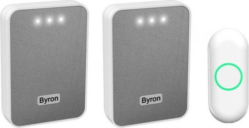 Byron DBY-22324 Draadloze deurbel – Draagbare en Plug-in set – Met mesh afwerking en visueel signaal