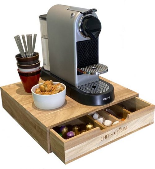Chefs Cuisine capsulehouder met lade, acaciahout (60 cups)