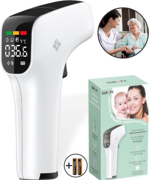 Curify® Infrarood Thermometer - Als Beste Getest - Contactloze Koortsthermometer Voor Volwassenen, Kinderen en Baby - Temperatuurmeter Voorhoofd en Lichaam