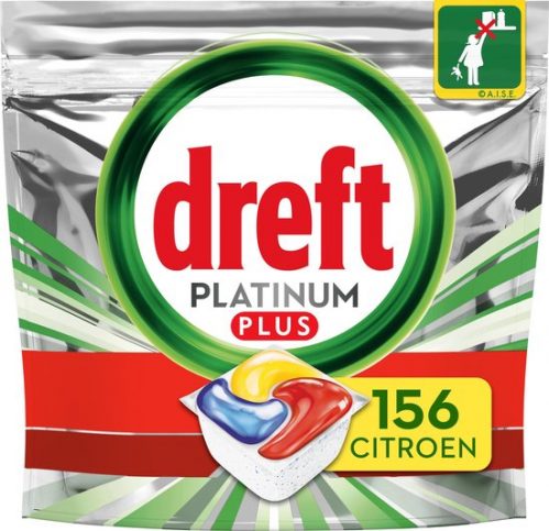 Dreft Platinum Plus All In One Lemon - Voordeelverpakking 4x39 stuks - Vaatwastabletten