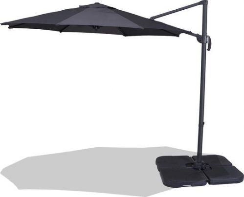 Homra LUX-XL Parasol - Duurzame zweefparasol - Ø300 cm - Donkergrijs - Inclusief beschermhoes - Inclusief watervulbare tegels - 360°...