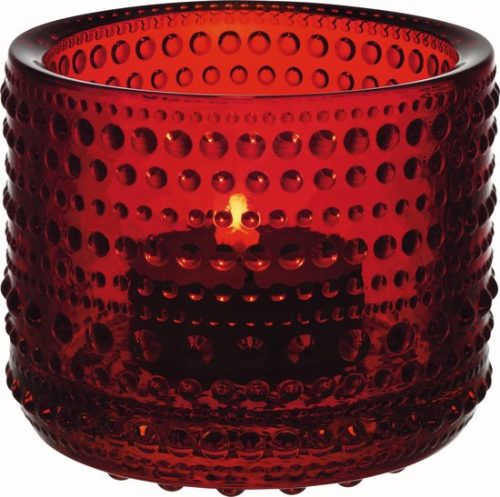 Iittala Kastehelmi - Waxinelichtjeshouder - Sfeerlicht - h 6.4 cm - Cranberry - In veel kleuren beschikbaar