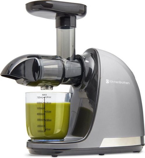 KitchenBrothers Slowjuicer - 700 ML - Groenten en Fruit - BPA-Vrij - Met Pulpcontainer - Grijs