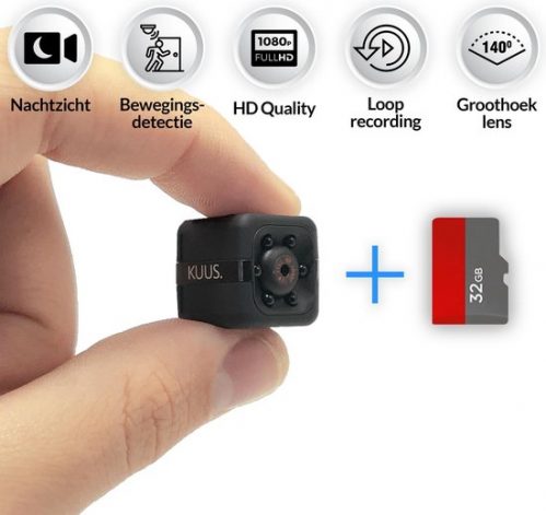 KUUS. C1 Mini Verborgen Spy Camera, Beveiligingscamera. | Met 32 GB Geheugenkaart | FULL HD 1080P
