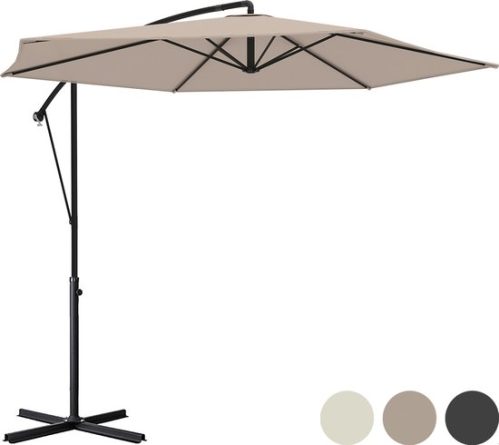 LifeGoods Zweefparasol - tot 8 Personen - Ø300cm - Waterdicht - met Hoes en Kruisvoet - Tuin of Strand -...