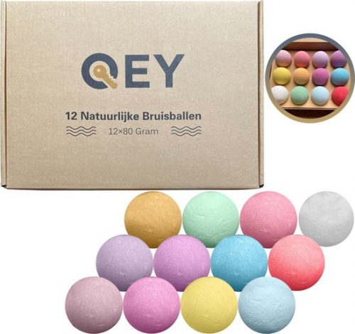 QEY XL Bruisballen set (12 stuks) voor Bad - Bath Bombs - 100% Natuurlijk - 80+ Gram!