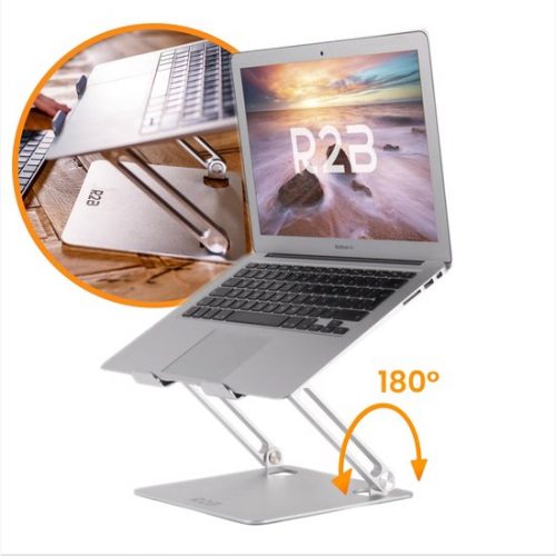 R2B Laptop Standaard verstelbaar en opvouwbaar - 10 t/m 17 inch - Zilver