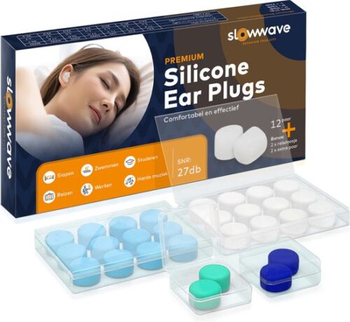 Slowwave Premium kneedbare siliconen oordopjes (14 paar)