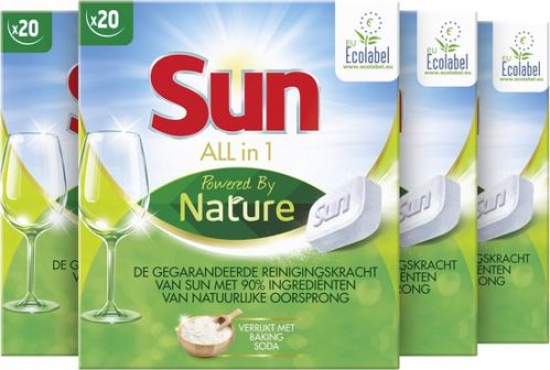 Sun All-In-1 Powered By Nature Eco Vaatwastabletten - 4 x 20 tabletten